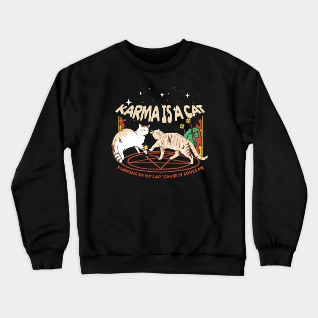 karma is a cat - vintage Crewneck Sweatshirt by SUMAMARU